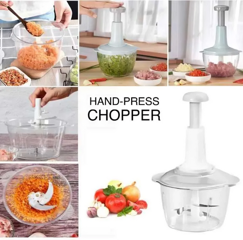 1.5L Manual Vegetable Chopper – 3 Blade Hand Push Cutter